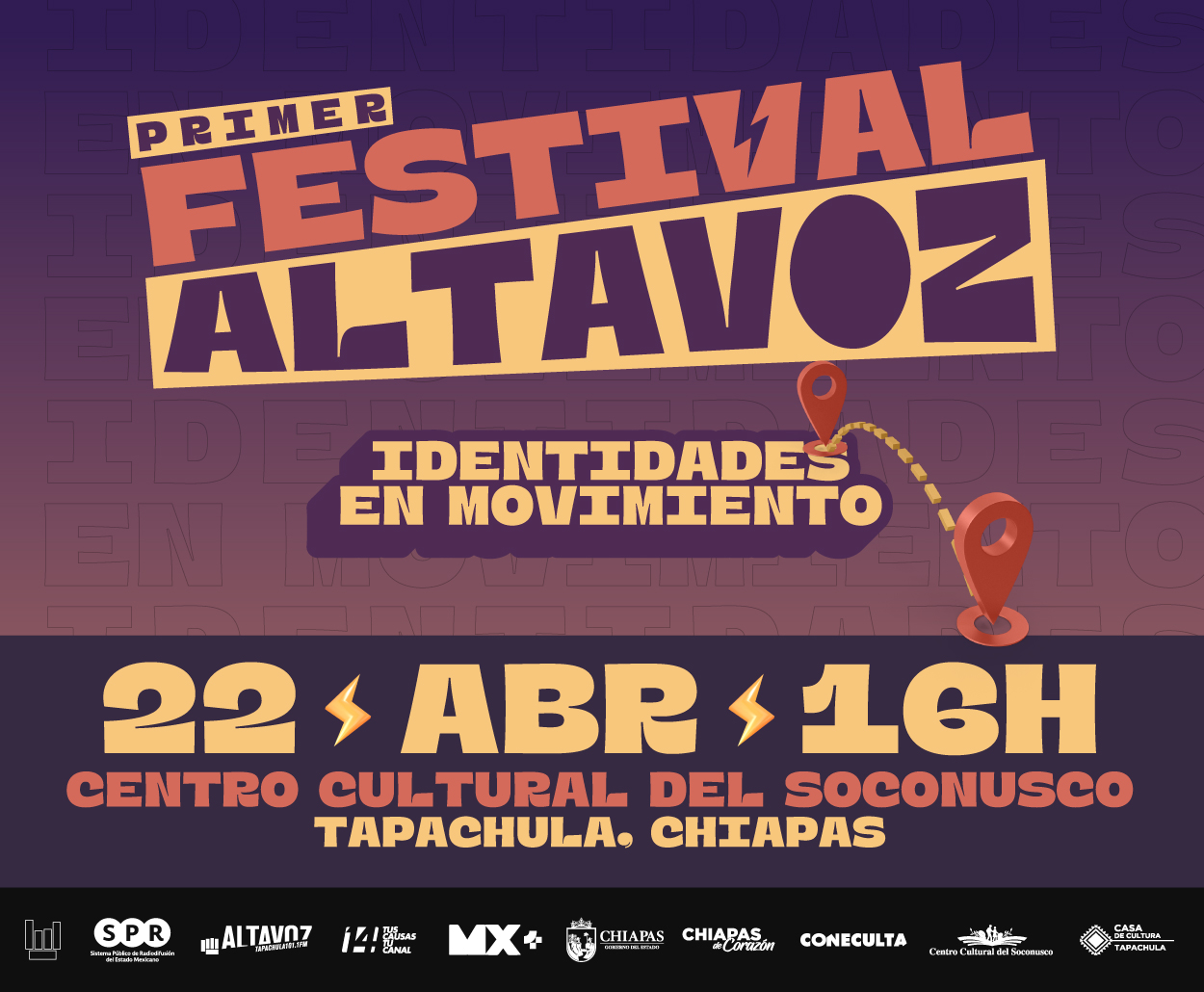 Altavoz Radio, del SPR, celebrará “Primer Festival Altavoz: Identidades en movimiento” en Tapachula, Chiapas, el sábado 22 de abril