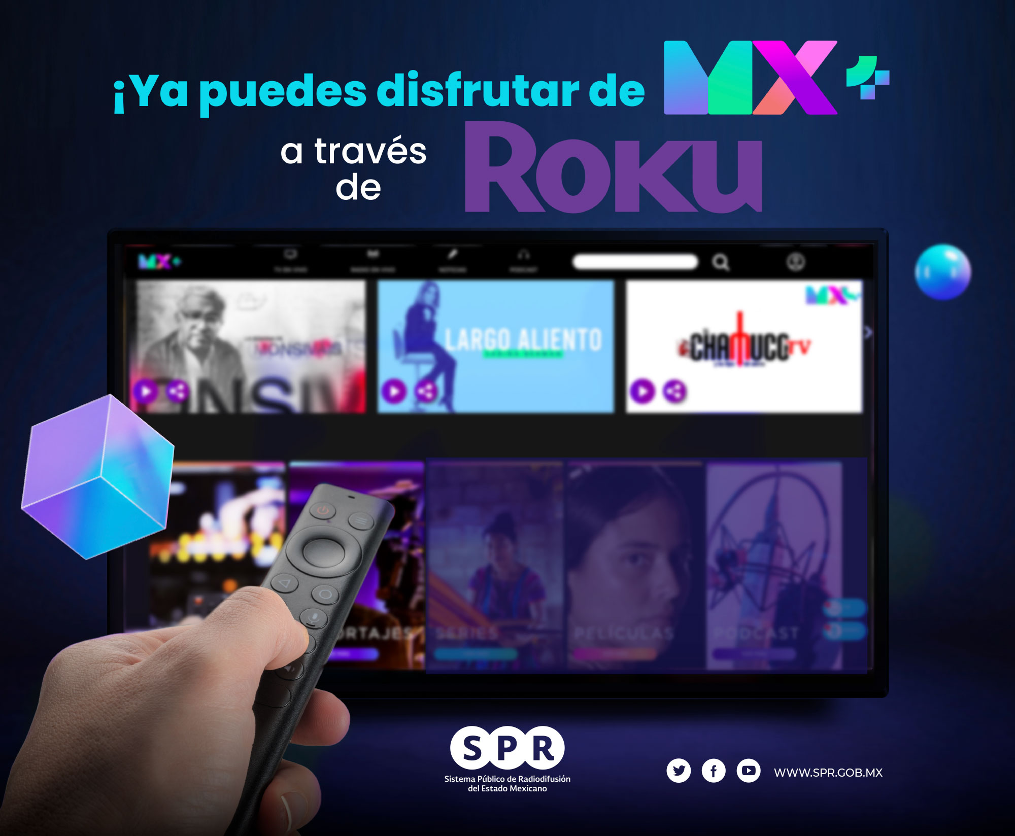 MXPlus, la plataforma digital de los medios públicos, ya se encuentra disponible para sistemas operativos Roku