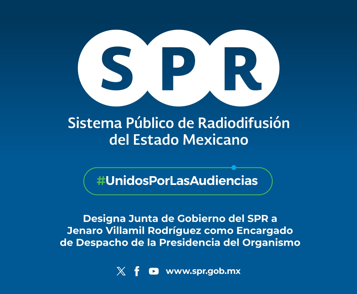 Designa Junta de Gobierno del SPR a Jenaro Villamil Rodríguez como Encargado de Despacho de la Presidencia del Organismo